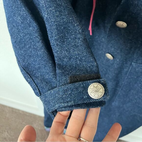 Vintage Handmade Women's Medium Denim Western Trench Coat - Picture 4 of 8